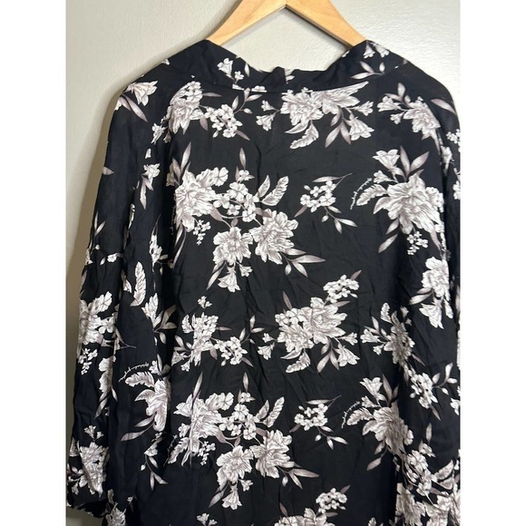 Spiritual Gangster Tie‎ Front Kimono Robe Top One Size Black Pink Floral - Picture 5 of 5